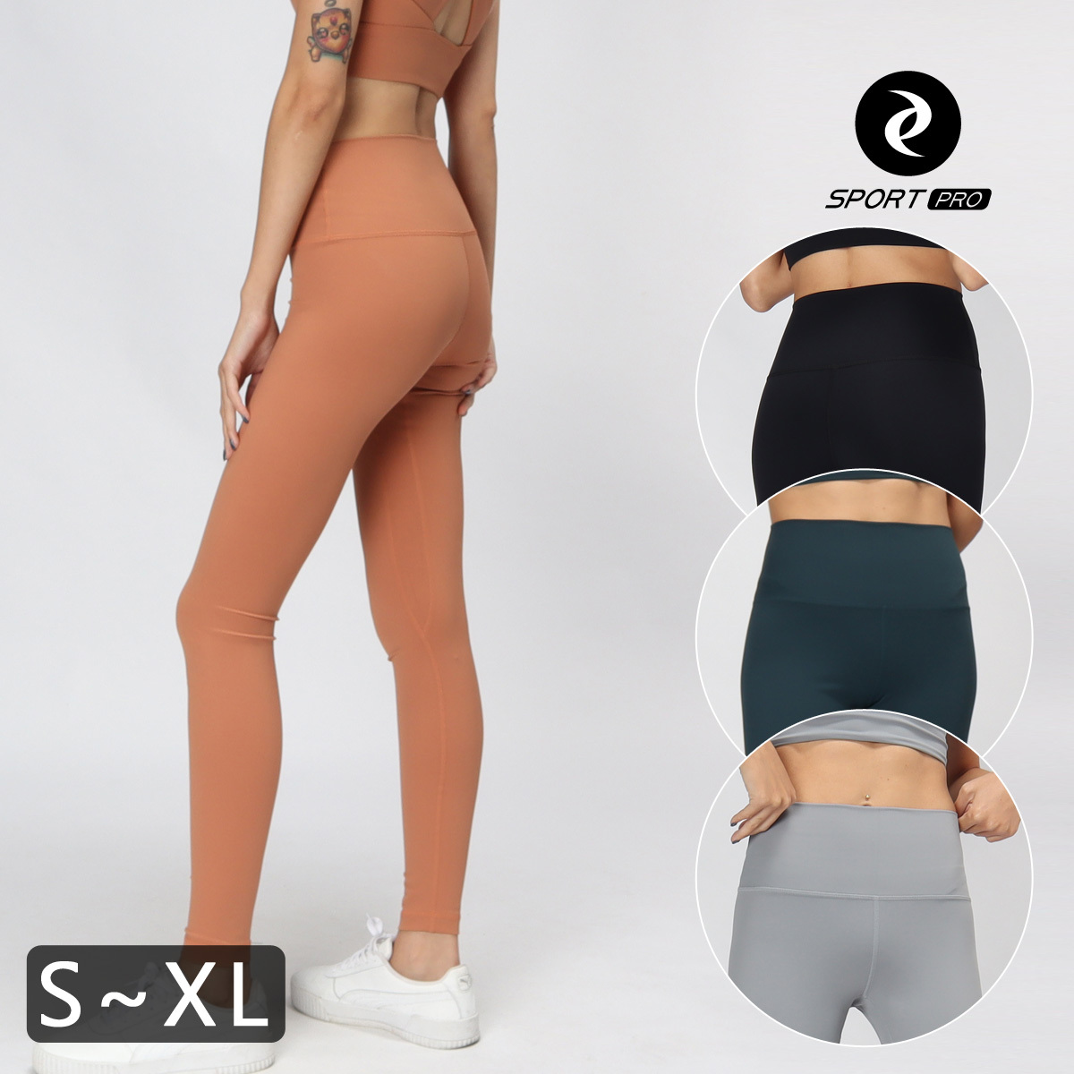 高腰裸感美臀全長瑜珈/運動/緊身機能褲*