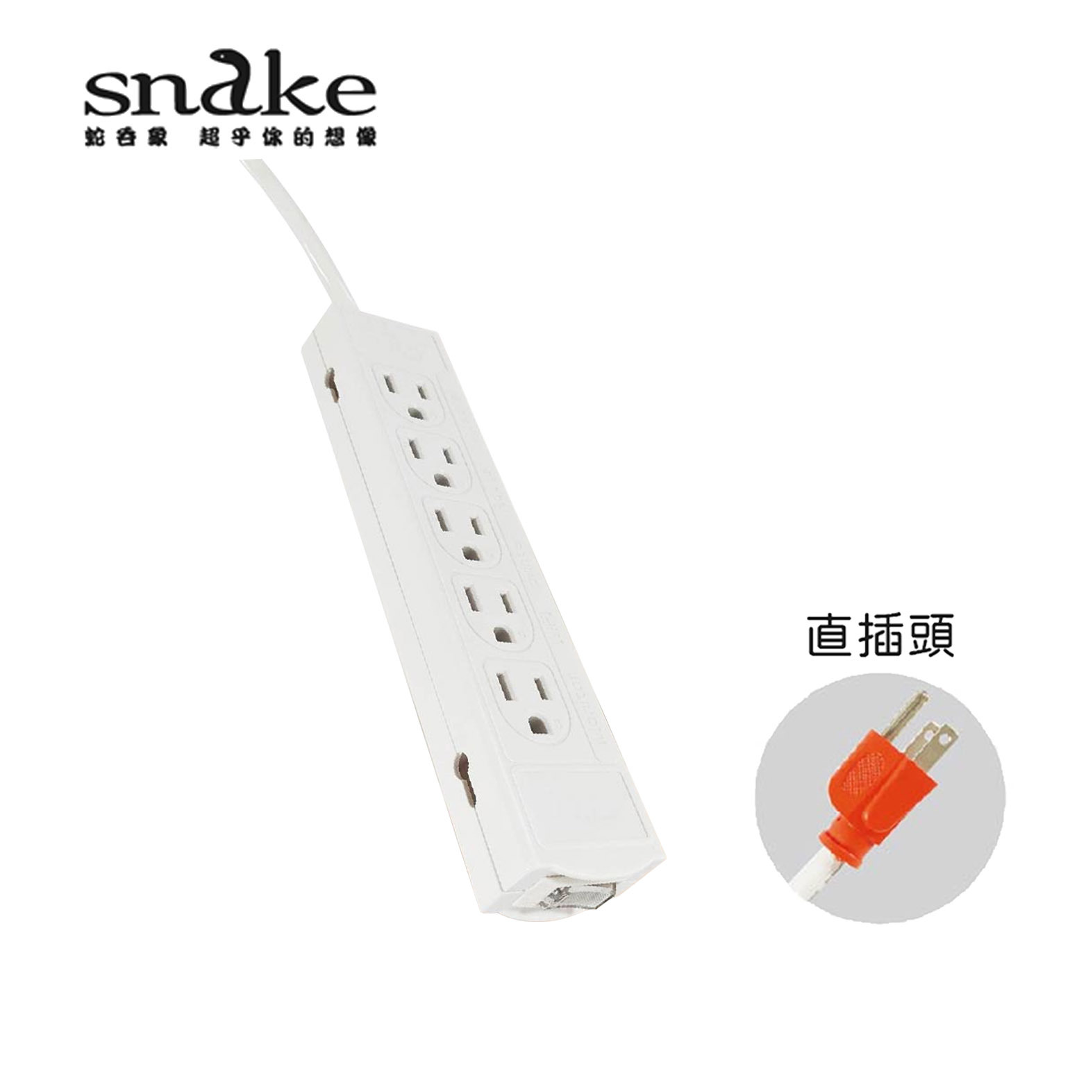 蛇吞象SNAKE P100 1開10插3孔 直插頭 延長線 1M
