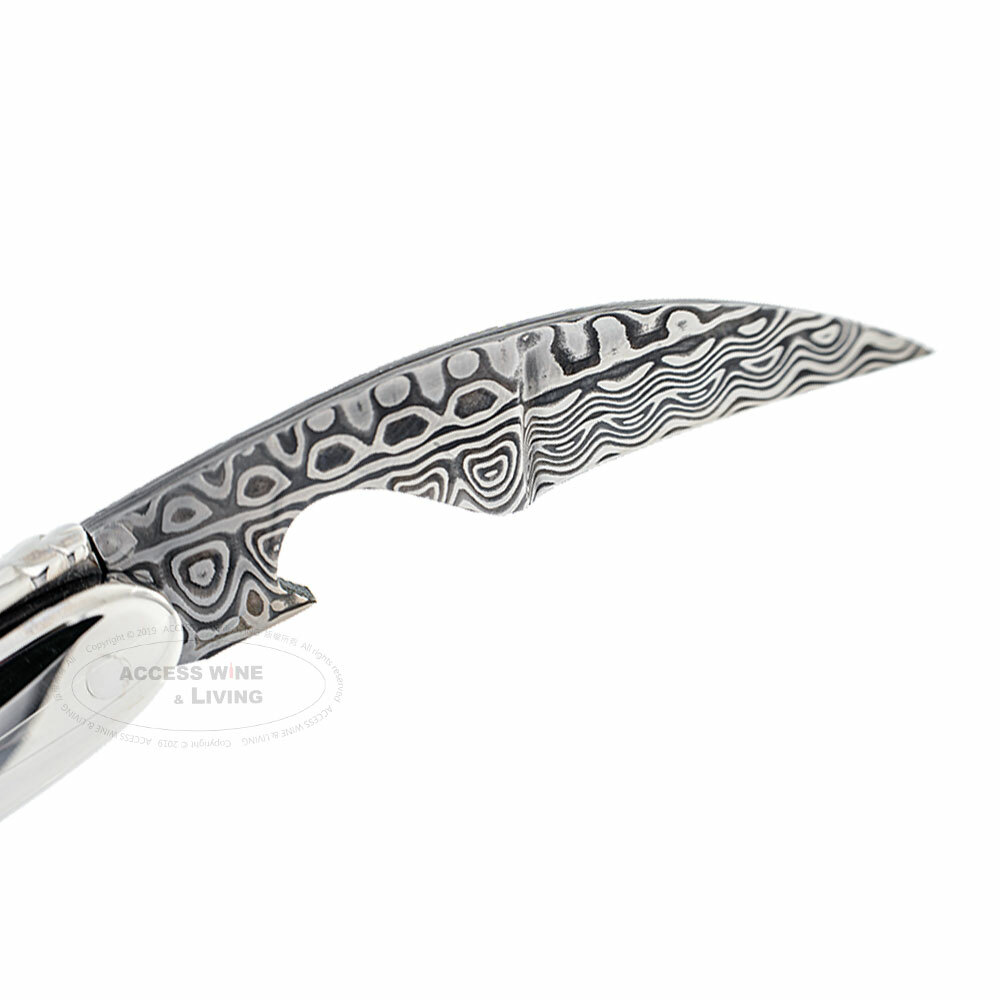 FORGE DE LAGUIOLE | 白牛角亮面刻藤開瓶器 & 大馬士Damascus 刀片