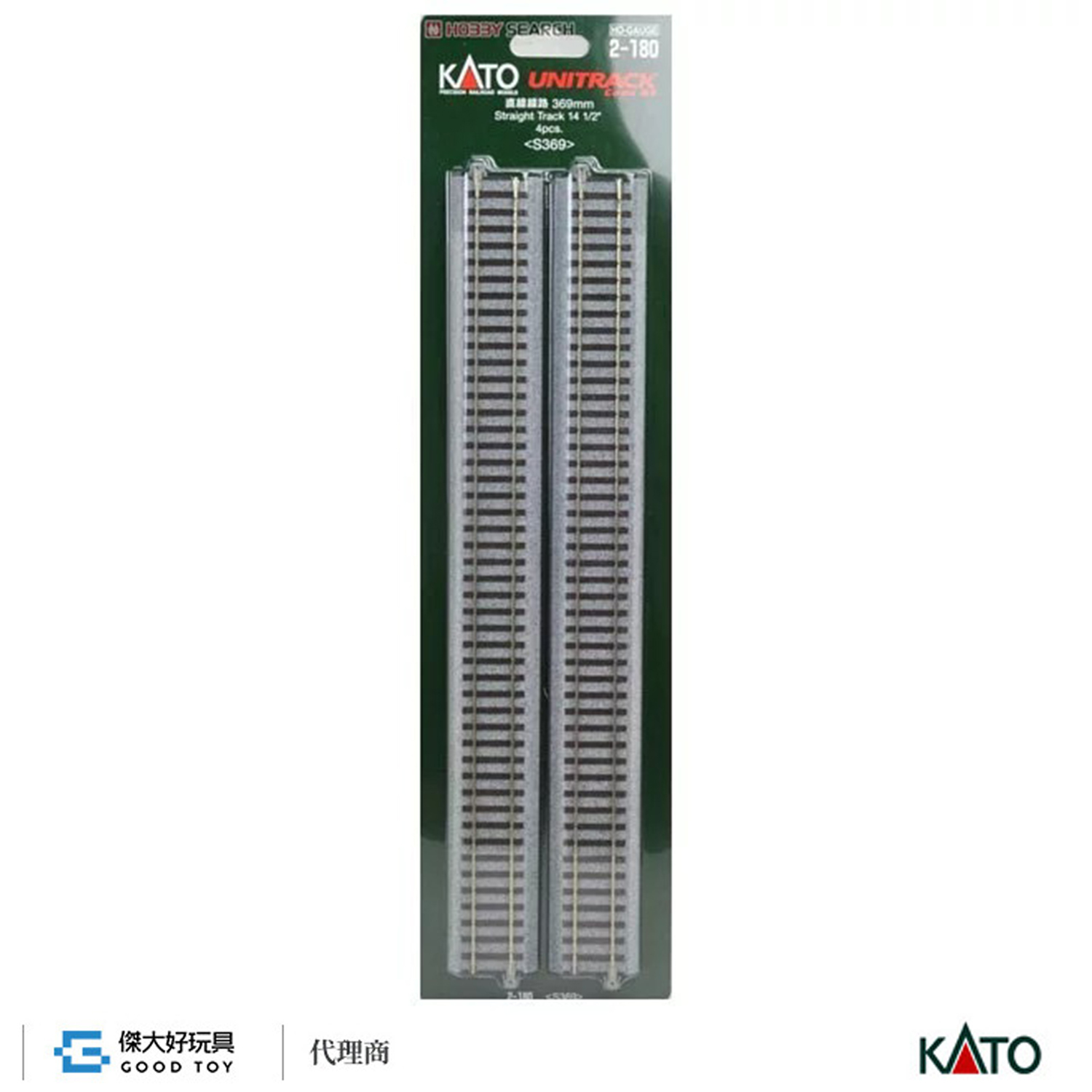 KATO 2-180 (HO) UNITRACK S369 單線直線線路 369mm (4入)