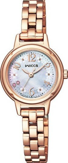 萬年鐘錶 - Citizen - Wicca   櫻花粉光動能女錶-套組  KP3-660-95  錶徑24MM