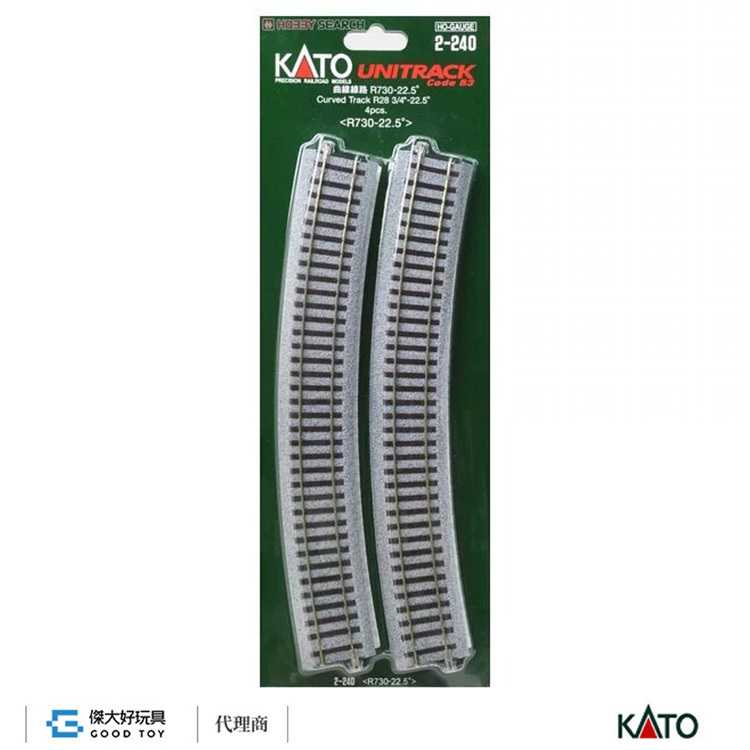 KATO 2-240 (HO) Unitrack Curved Track R730-22.5 degrees (R28 3/4``-22.5 degrees) < R730-22.5 degree > (4pcs.) 