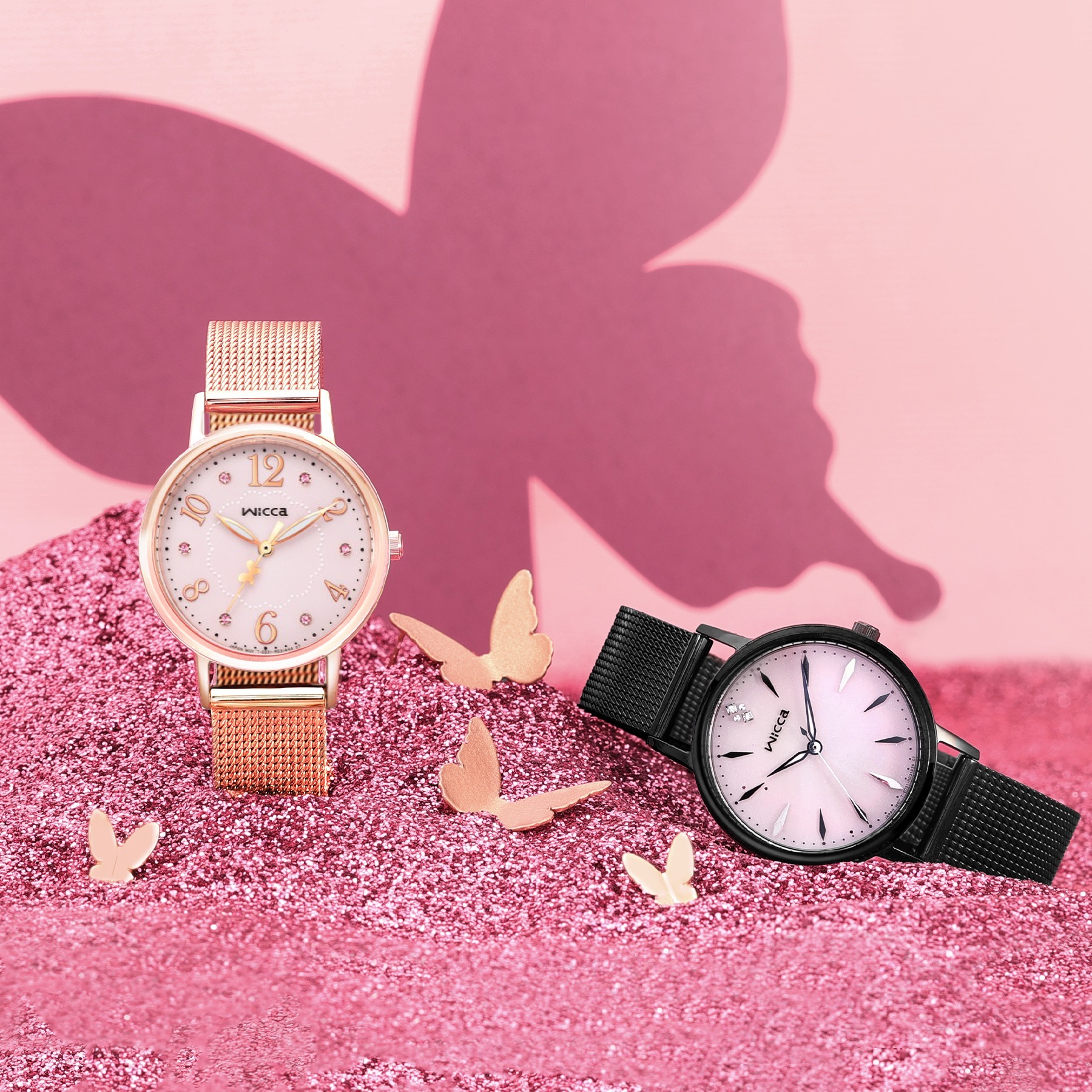 萬年鐘錶 - Citizen - Wicca   全黑米蘭錶帶太陽能女錶  KP5-140-91  錶徑30.2MM