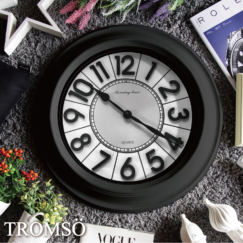 巴黎典藏立體字刷黑時鐘