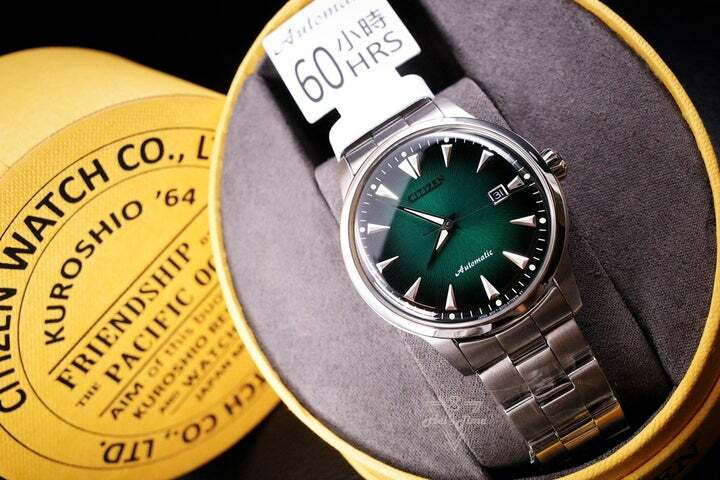 萬年鐘錶- Citizen 星辰錶黑潮2代綠面經典紳士機械錶NK0007-88X