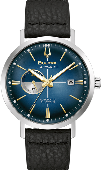 萬年鐘錶 - BULOVA 寶路華  煥夜藍紳士經典奢華機械男錶 96B374  錶徑 41MM