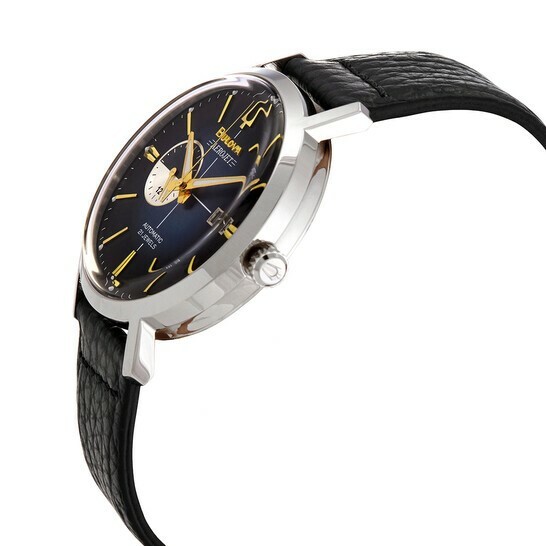 萬年鐘錶 - BULOVA 寶路華  煥夜藍紳士經典奢華機械男錶 96B374  錶徑 41MM