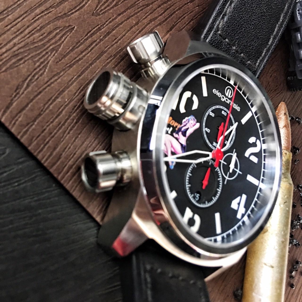 【elegantsis】機頭藝術-女郎計時手錶 ELJF48QS-OB01LC 48mm 現代鐘錶