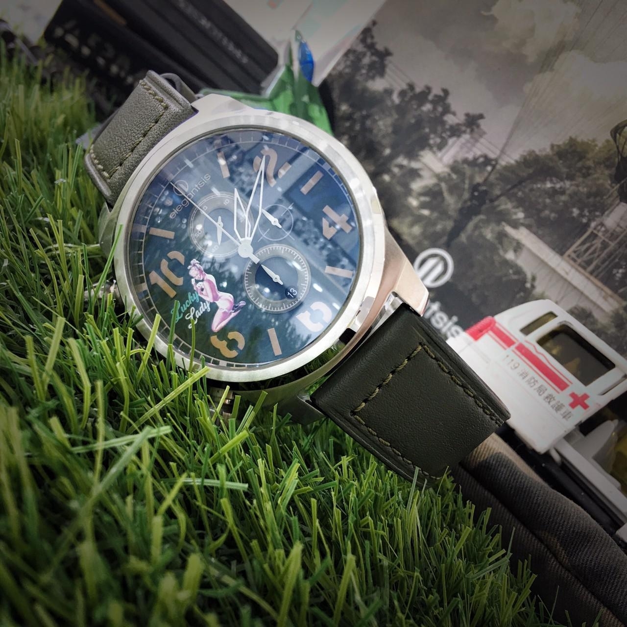 【elegantsis】機頭藝術-女郎計時手錶 ELJF48QS-OG03LC 48mm 現代鐘錶