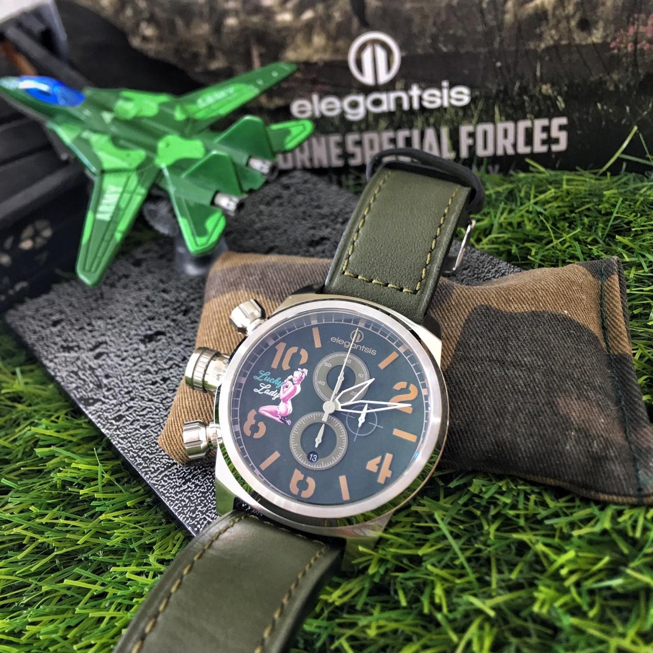 【elegantsis】機頭藝術-女郎計時手錶 ELJF48QS-OG03LC 48mm 現代鐘錶