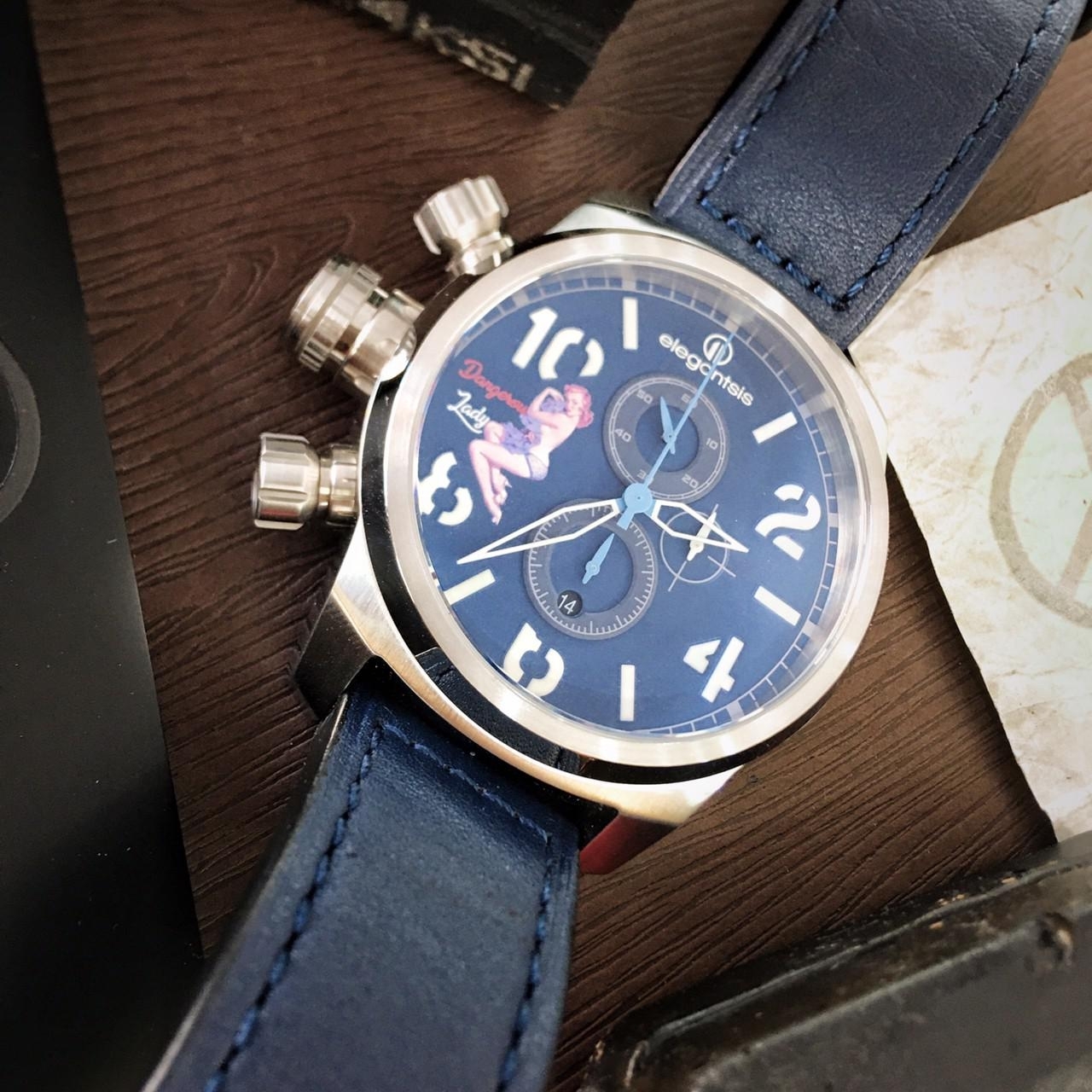 【elegantsis】機頭藝術-女郎計時手錶 ELJF48QS-OU02LC 48mm 現代鐘錶