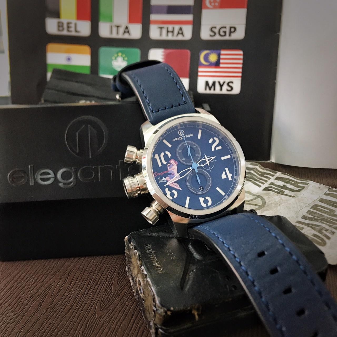 【elegantsis】機頭藝術-女郎計時手錶 ELJF48QS-OU02LC 48mm 現代鐘錶