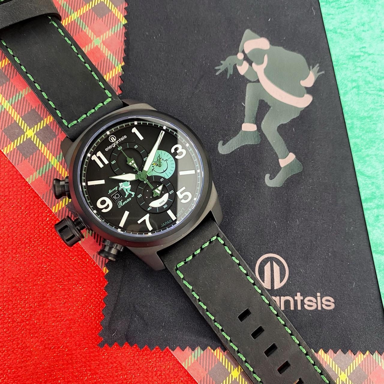 【elegantsis】聖誕節限量款套裝-贈膠質錶帶 ELJT48MQS-OG01LC 45.5mm  現代鐘錶