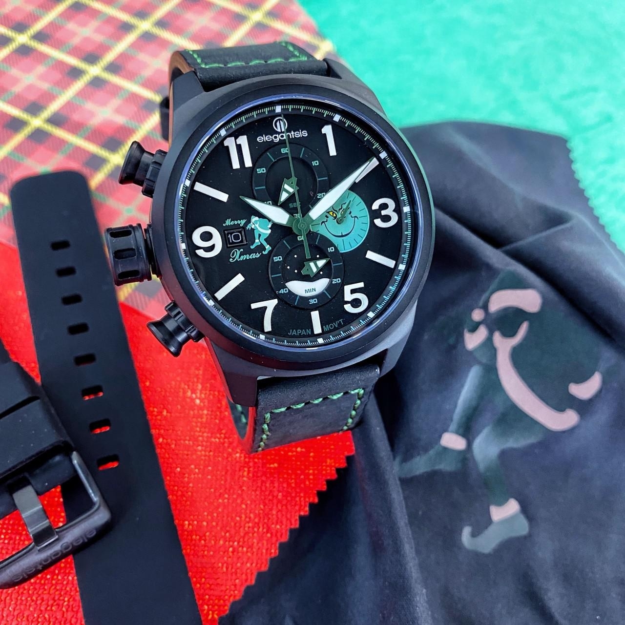 【elegantsis】聖誕節限量款套裝-贈膠質錶帶 ELJT48MQS-OG01LC 45.5mm  現代鐘錶