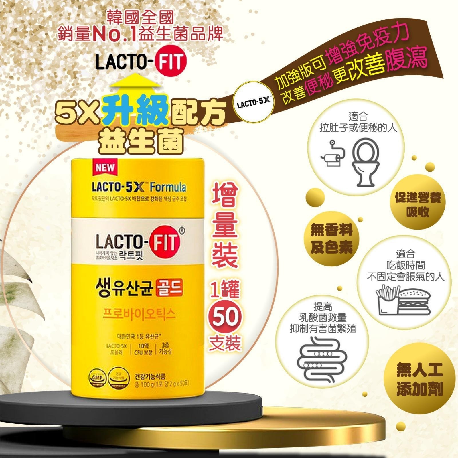 鐘根堂LACTO FIT5X升級配方益生菌50包