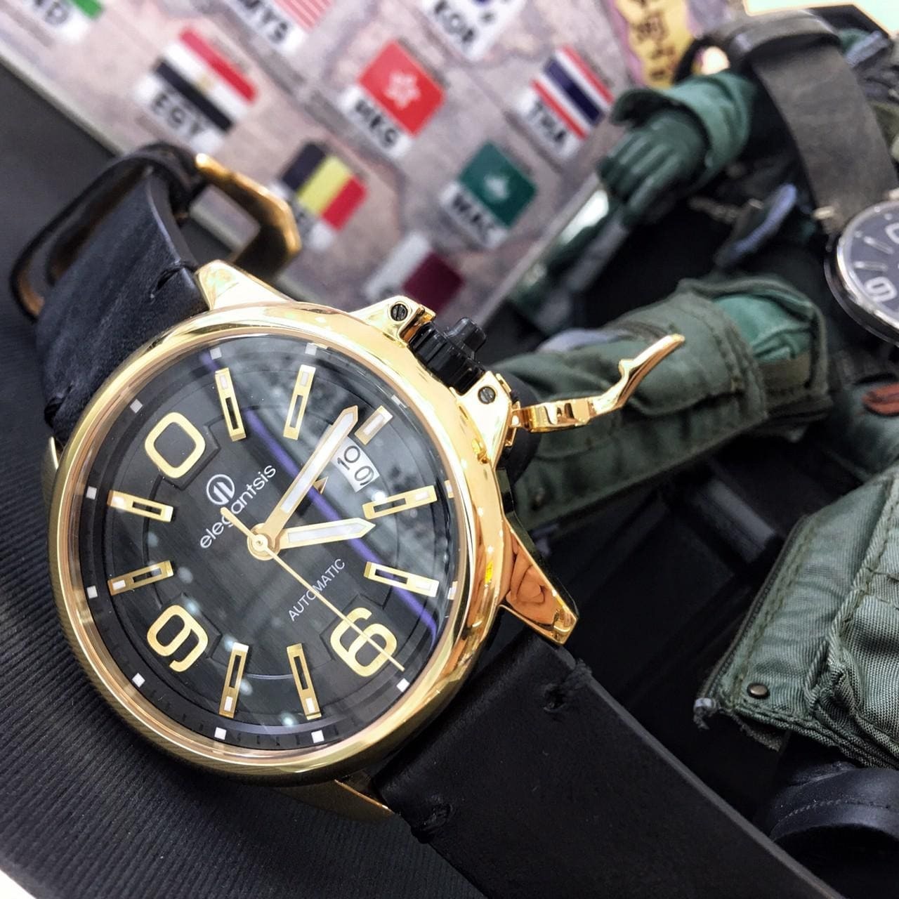 【elegantsis】復古潮流機械腕錶 ELJT55A-NB03LC 44mm  現代鐘錶