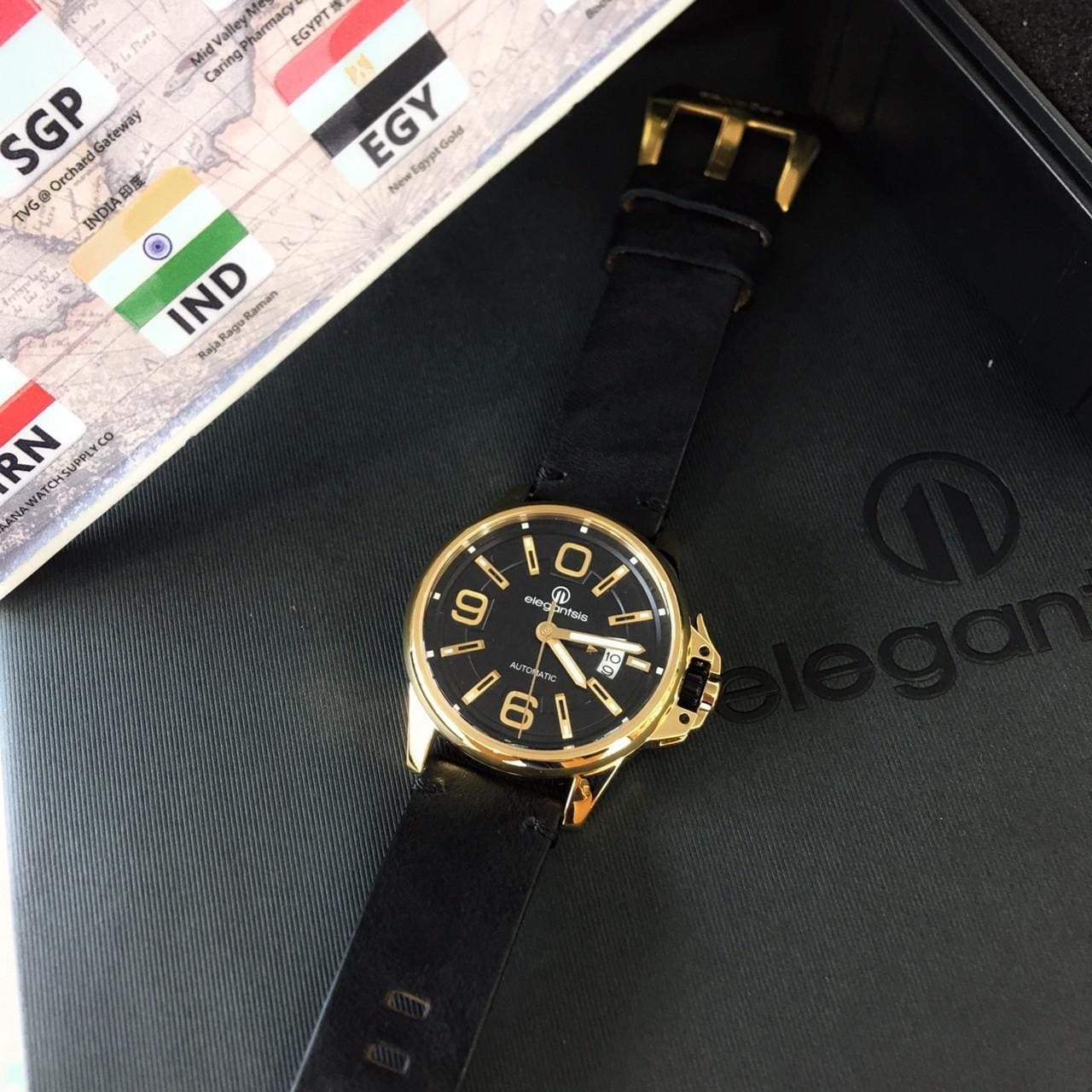 【elegantsis】復古潮流機械腕錶 ELJT55A-NB03LC 44mm  現代鐘錶