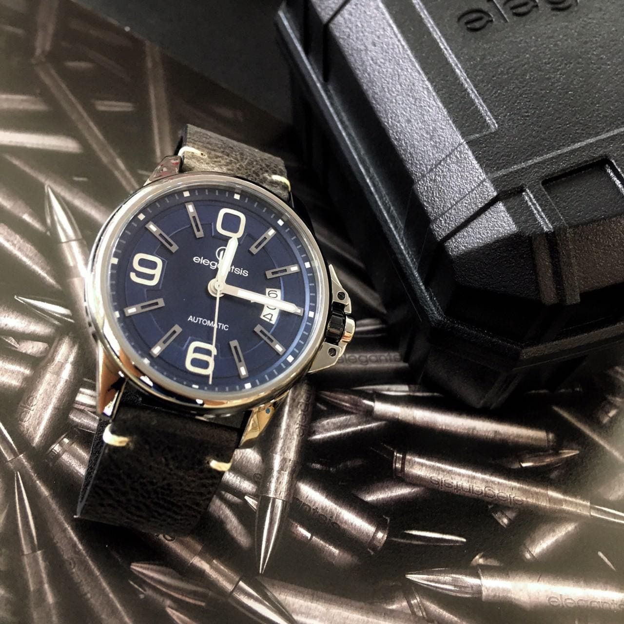 【elegantsis】復古潮流機械腕錶 ELJT55A-NU02LC 44mm  現代鐘錶