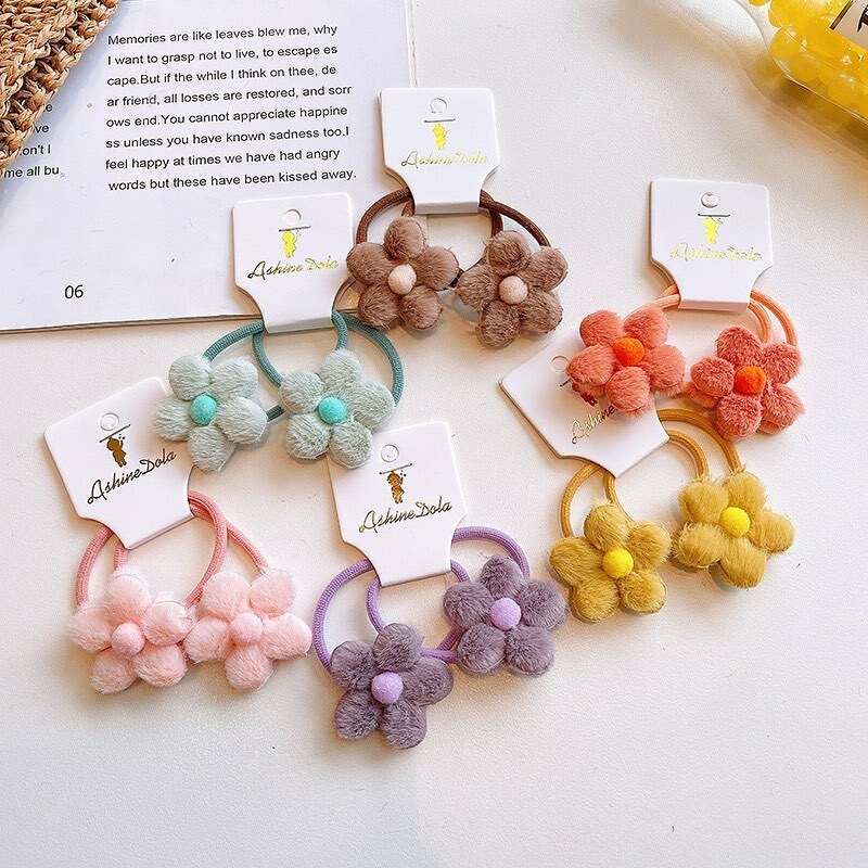 毛絨絨小花髮圈