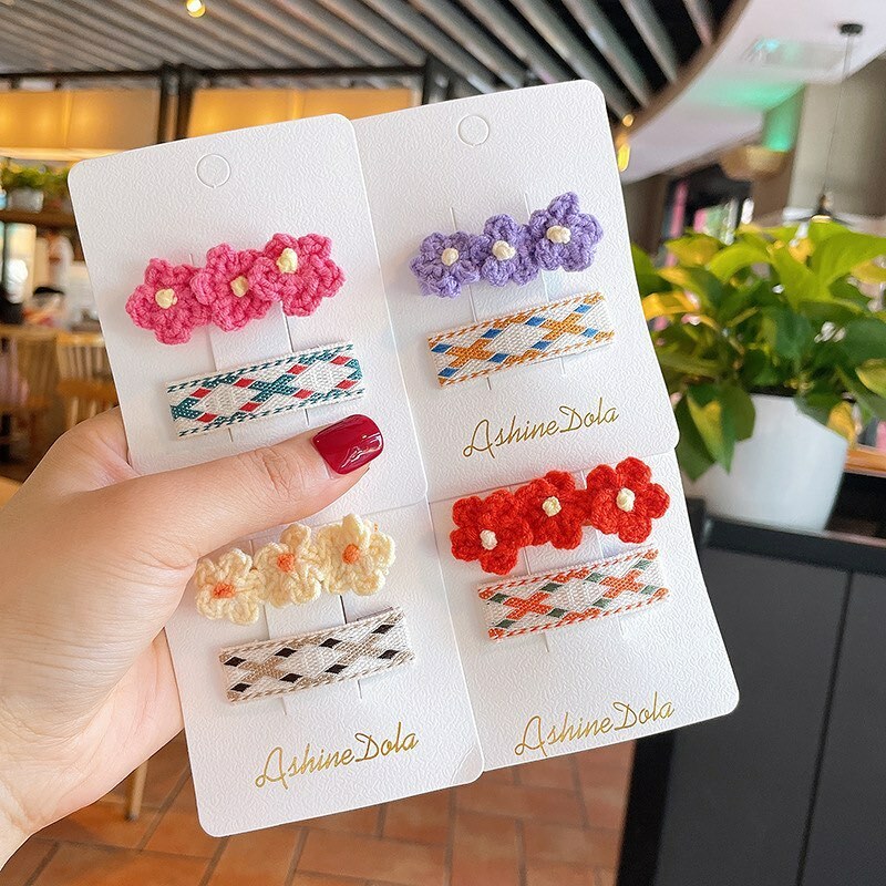 三朵小花刺繡髮夾