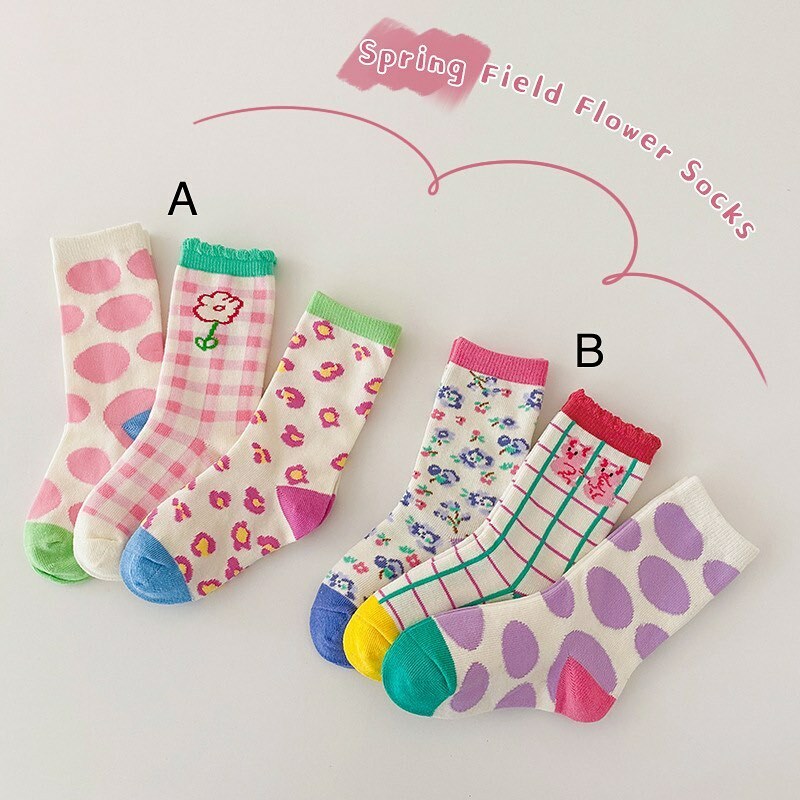 春天花花襪子（圓點）