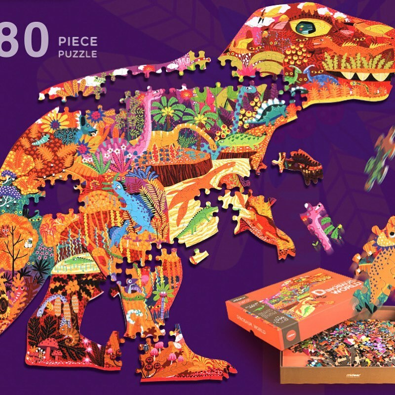 Mideer 280片恐龍/犀牛/大象拼圖