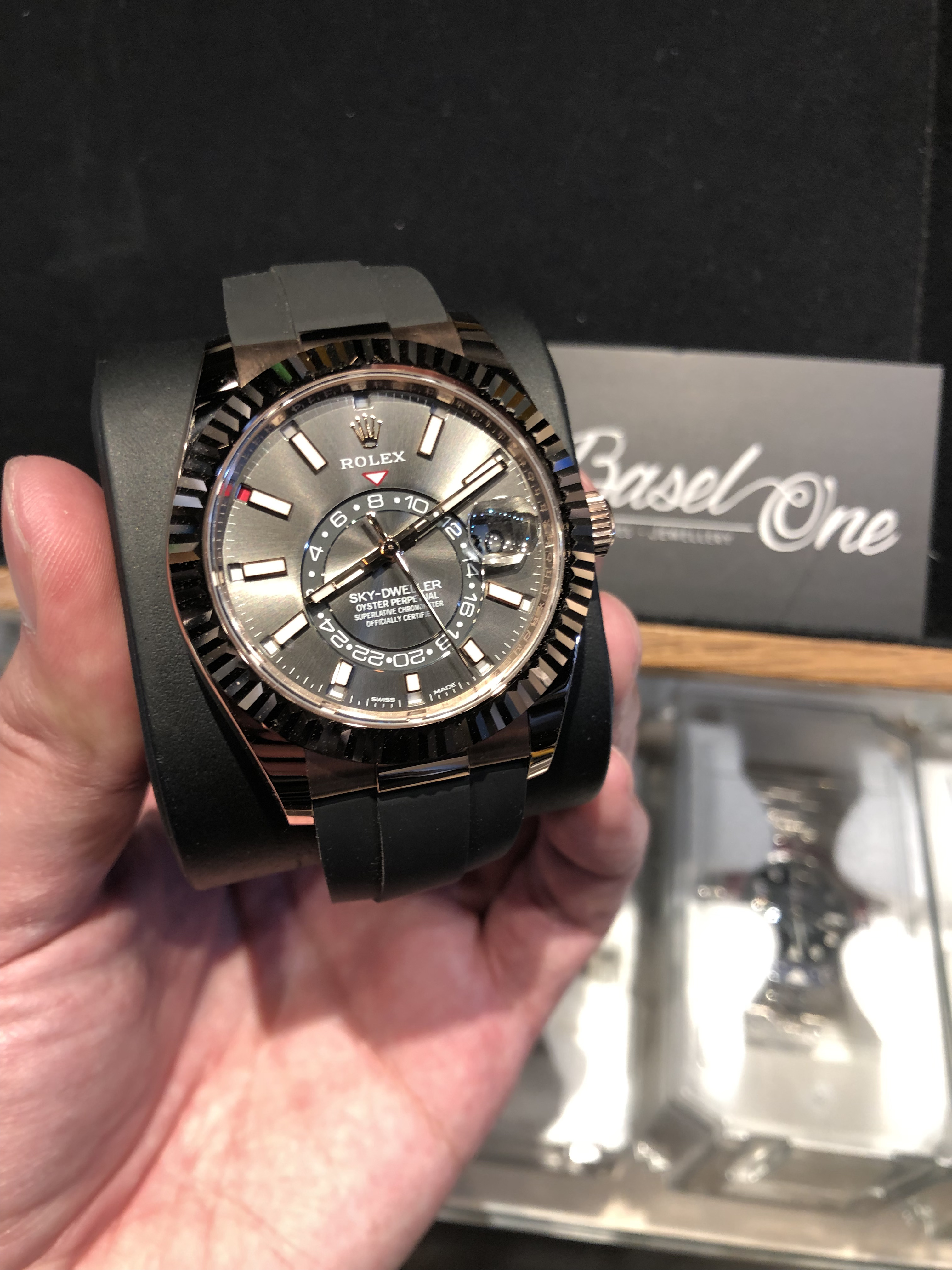 BRAND NEW ROLEX 326235 SKY-DWELLER SLATE DIAL OYSTERFLEX 42MM