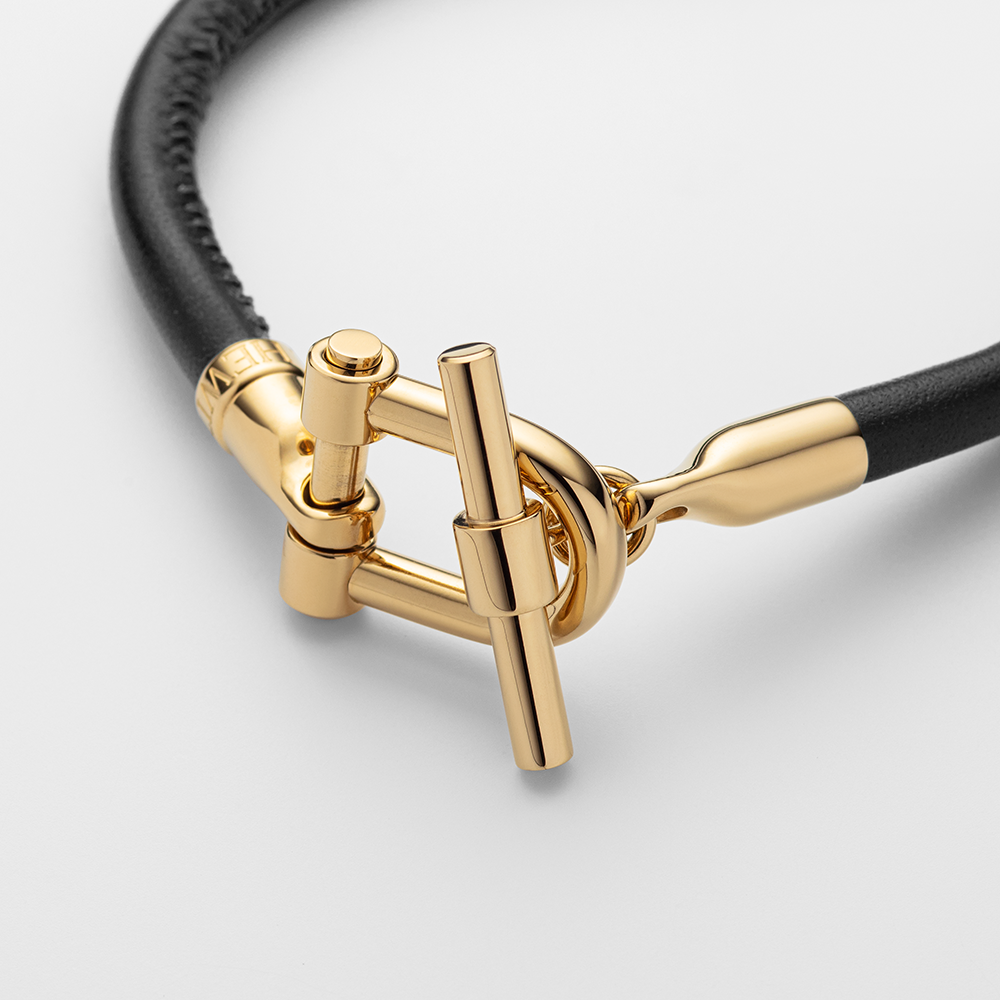 Paul Hewitt |T釦單繩皮革手環 黑