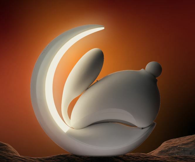 CW大人糖 兔子月吸吮按摩棒+小夜燈 - 薔薇粉