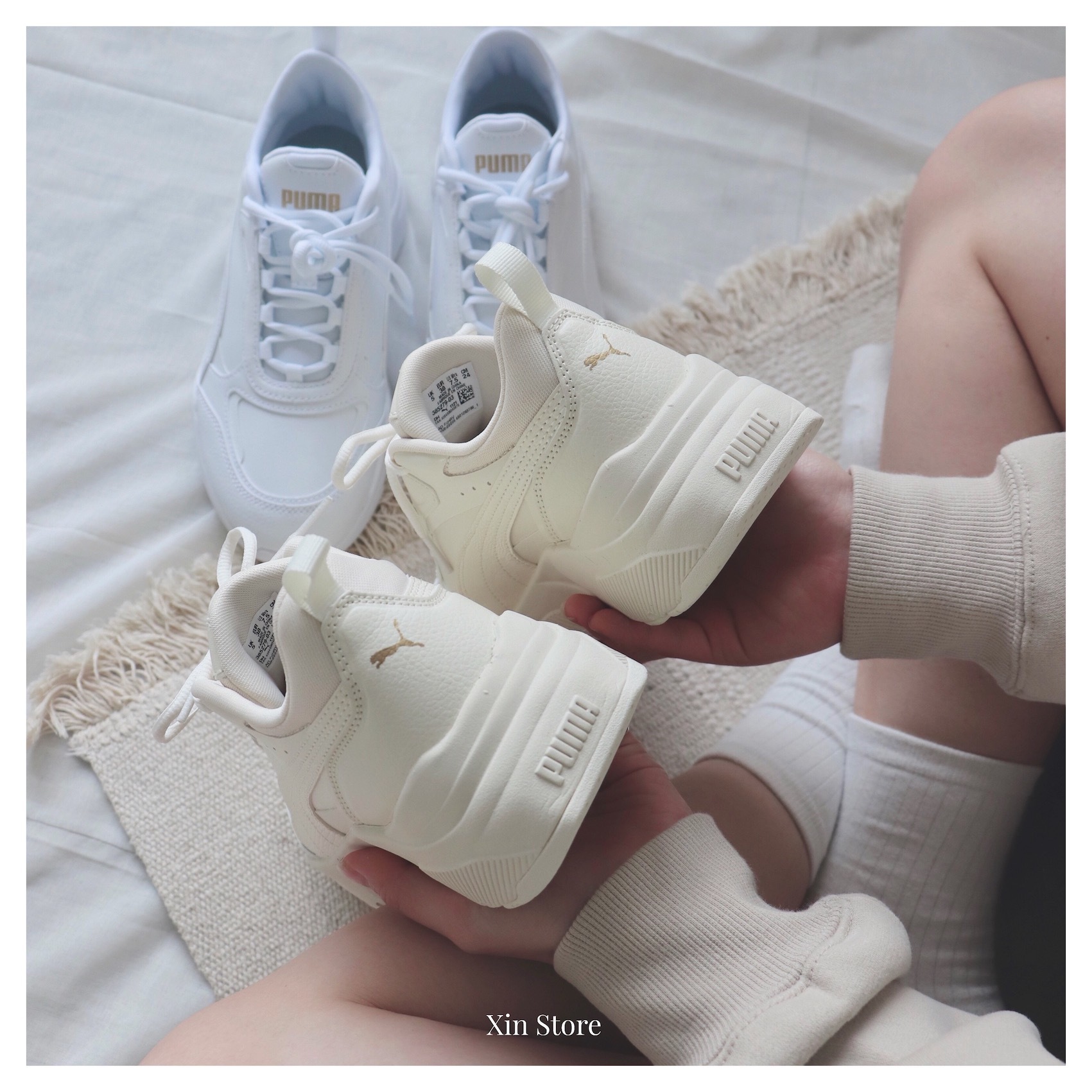 【現貨】Puma Cassia SL 厚底 增高 金標 老爹鞋 小白鞋 全白 米白