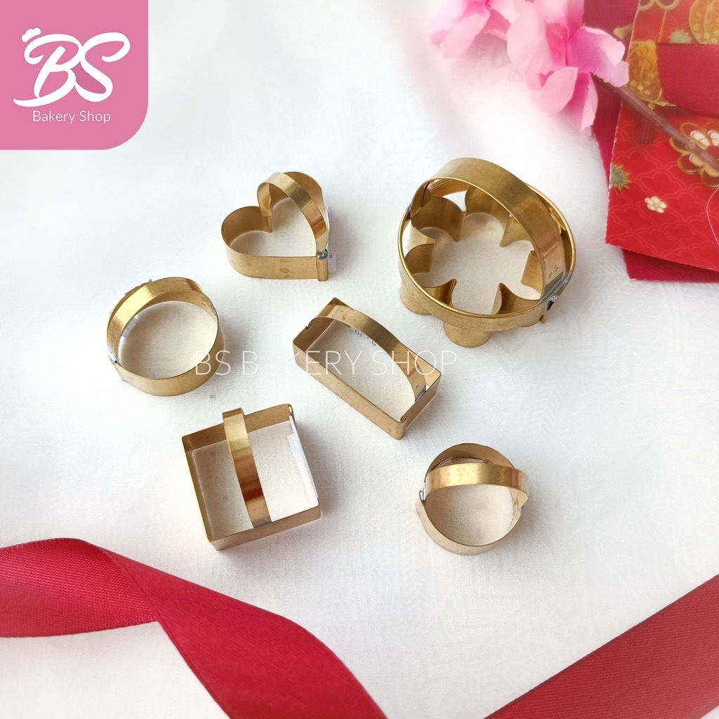 【Copper Cookies Cutter 1pc】Biscuit Round Square Rectangular Heart Flower Petal Shaped