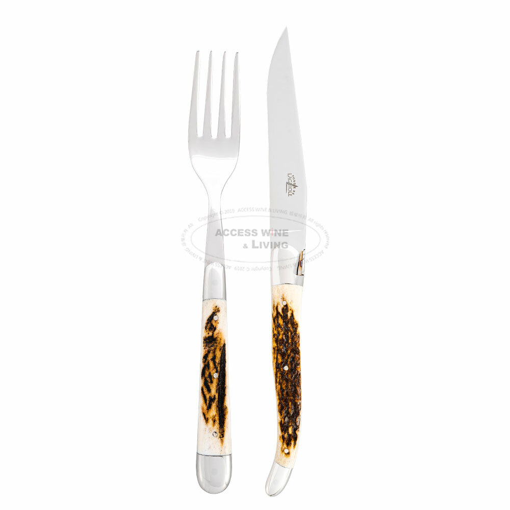 FORGE DE LAGUIOLE | 鹿角握柄2件餐具禮盒組 (亮面)