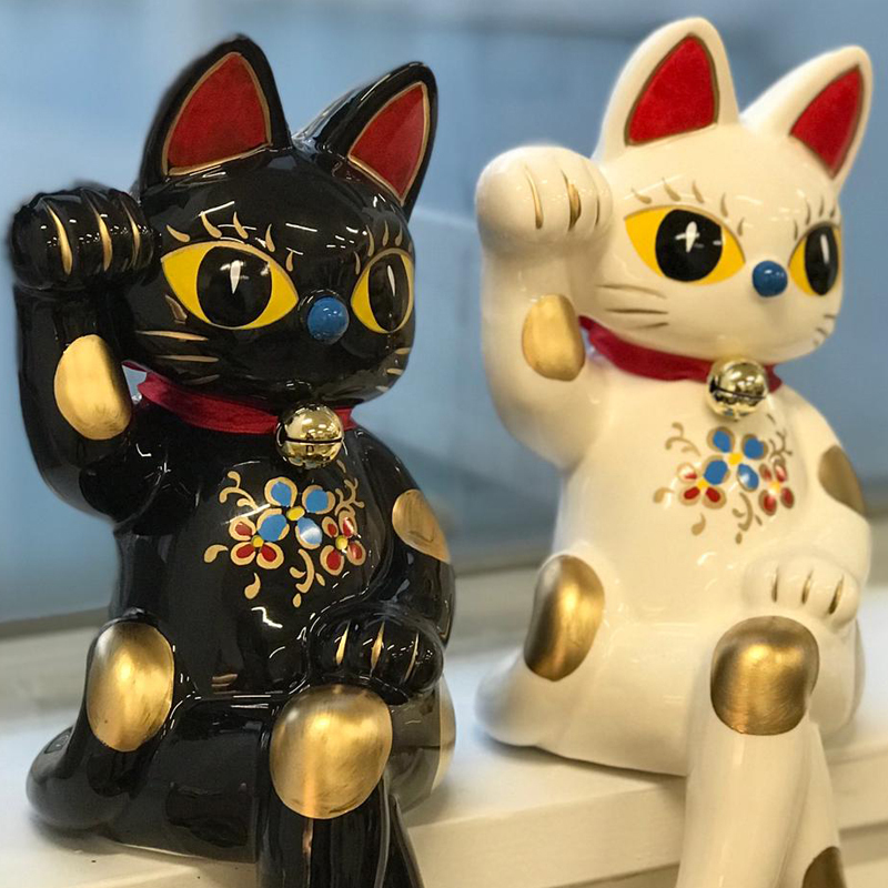 日本手繪 優雅招財貓 一對
