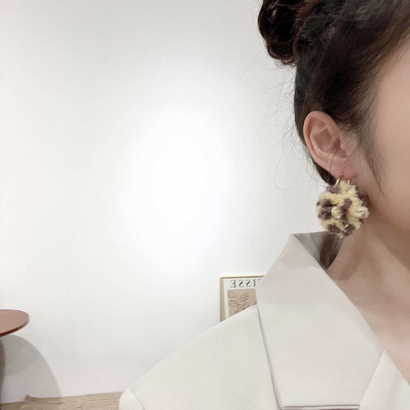 韓國棉花糖球球。鋼針耳環