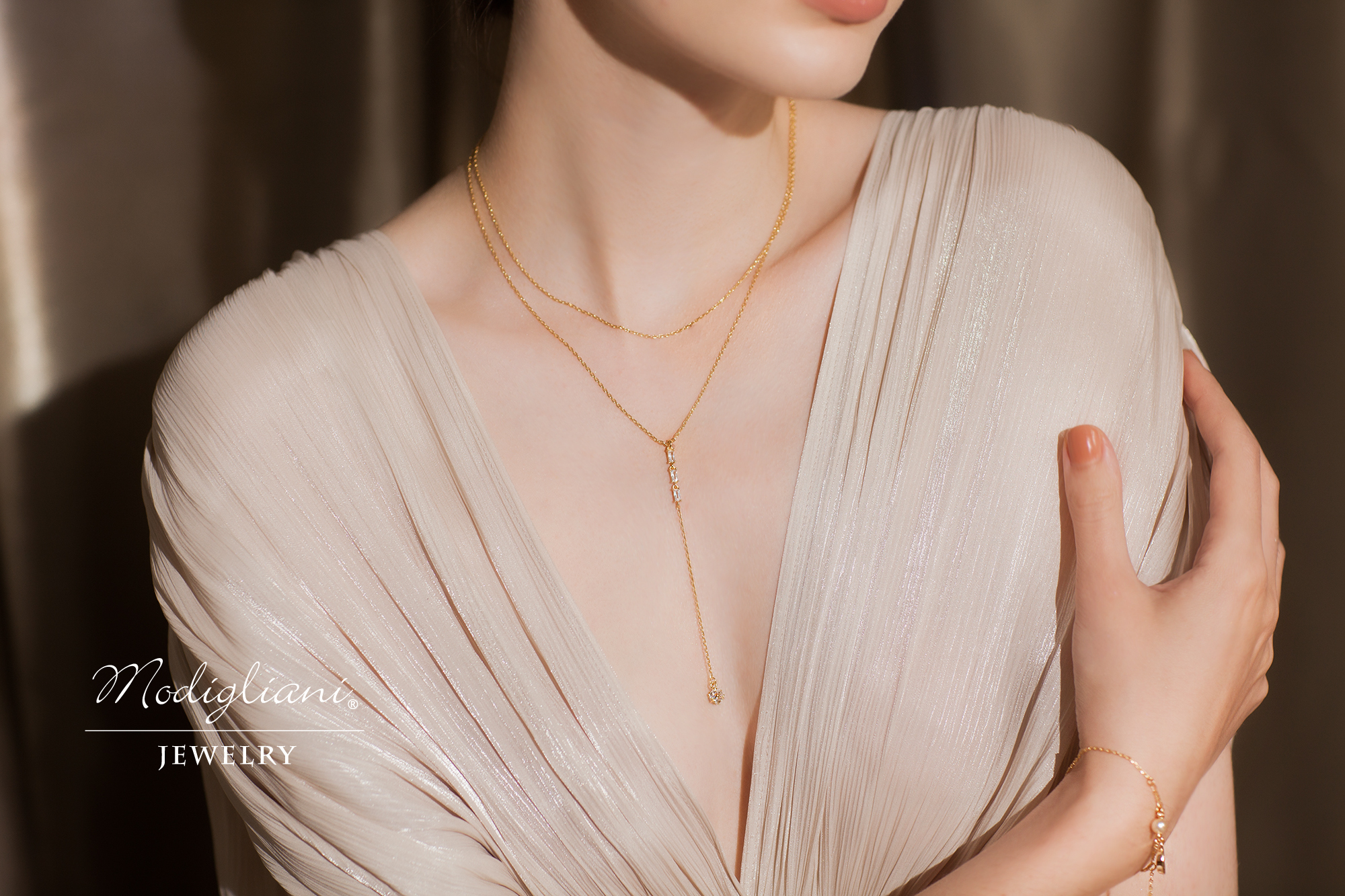 黃銅飾品,黃銅,簡約,百搭,細緻,項鍊,18K金,鋯石,氣質,雙層項鍊