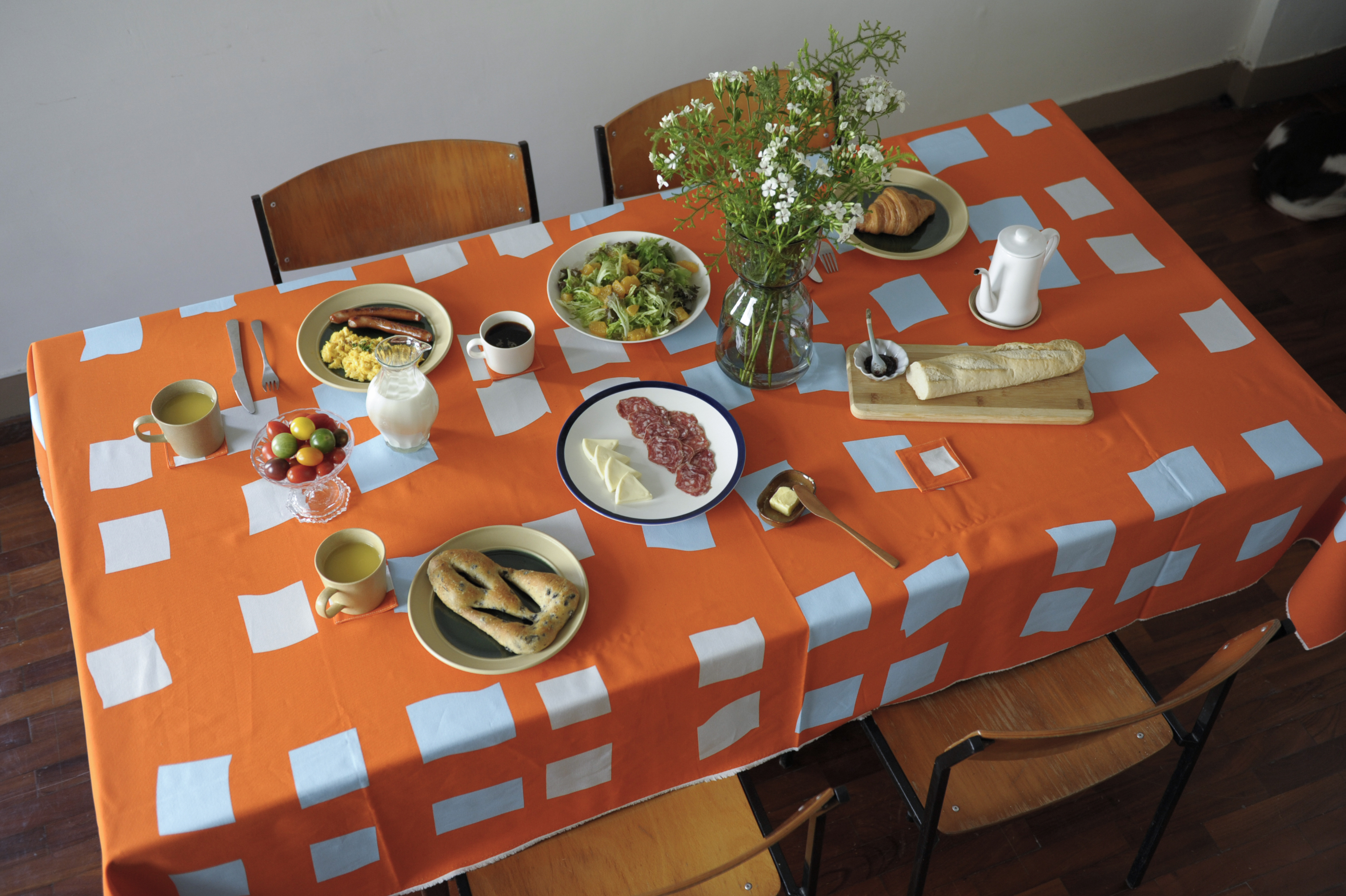 純棉印花帆布 / 桌巾 / 布料 / 風箏紅