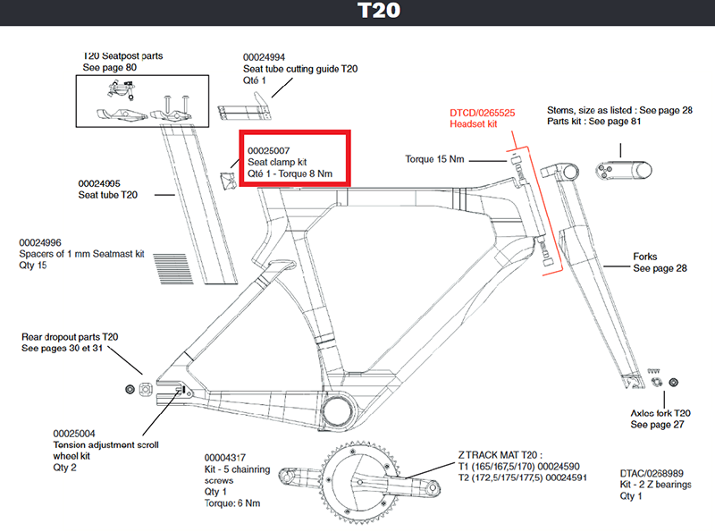 Look Parts Seat Clamp Kit For T20 #25007