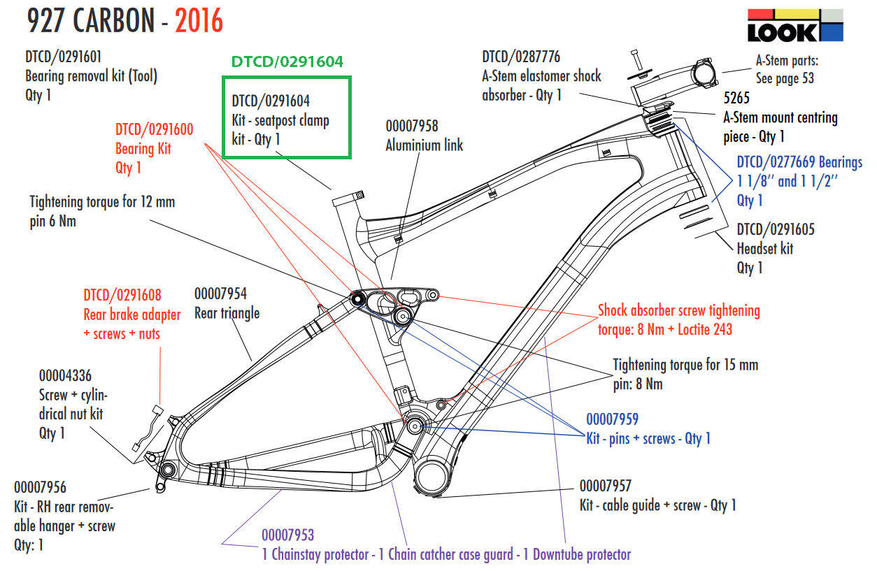 LOOK Parts Kit Collier TDS 920 For 927 Carbon Frame #0291604