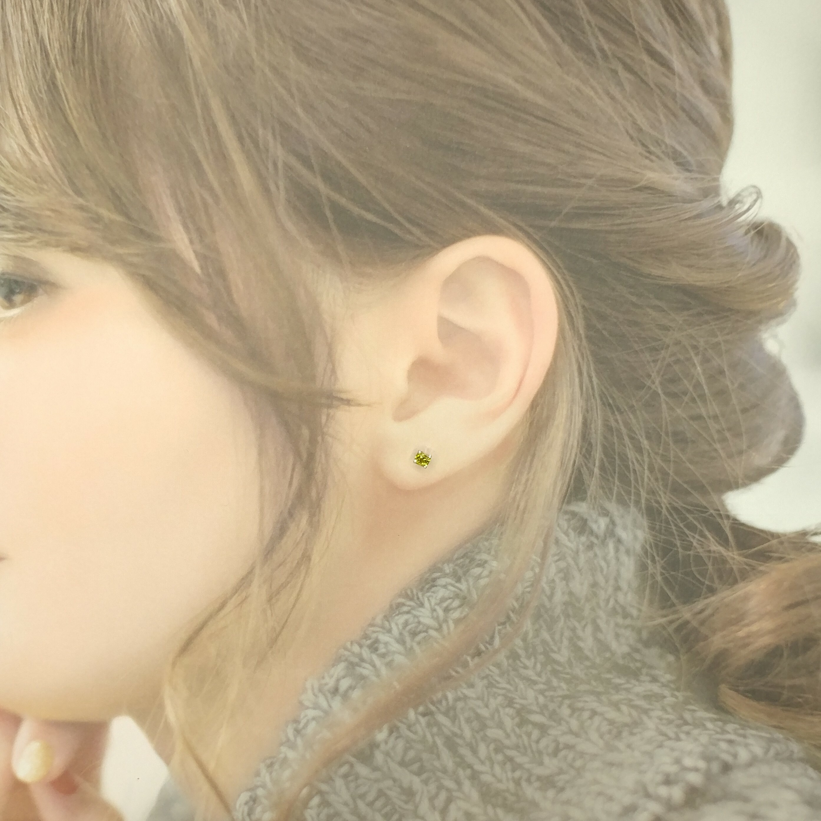 全新18K白金【主石49份綠鑽】耳環