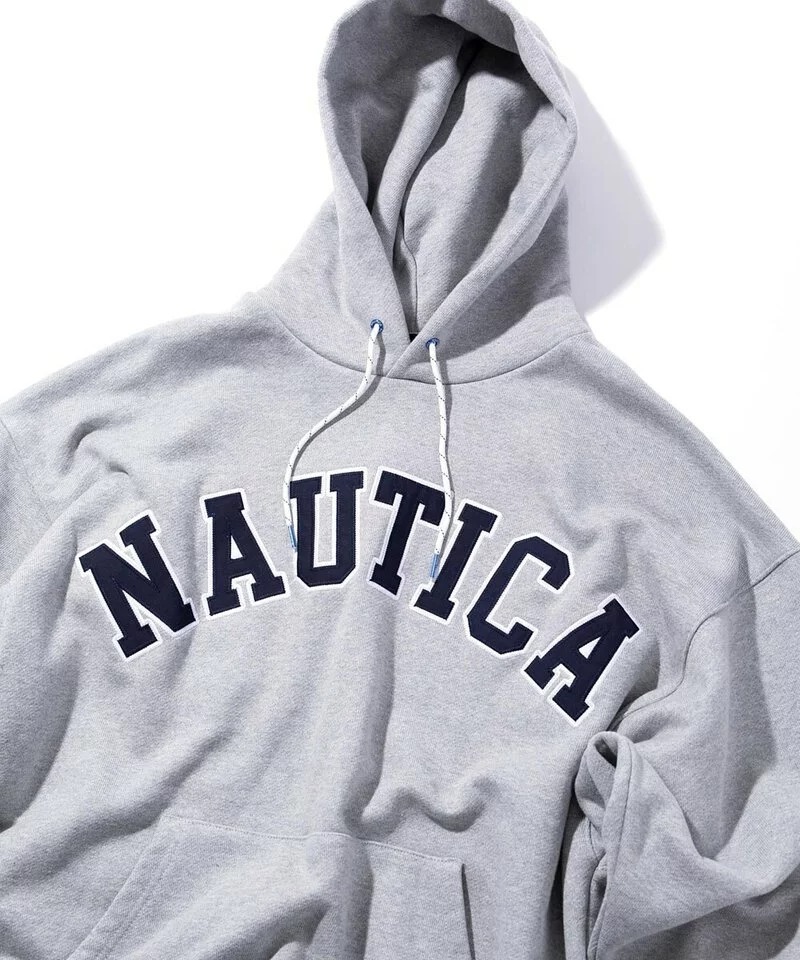 NAUTICA Arch Logo Sweat Hoodie 帽踢 大學TEE 休閒 灰色 男女款 NTC-05 [台灣現貨]