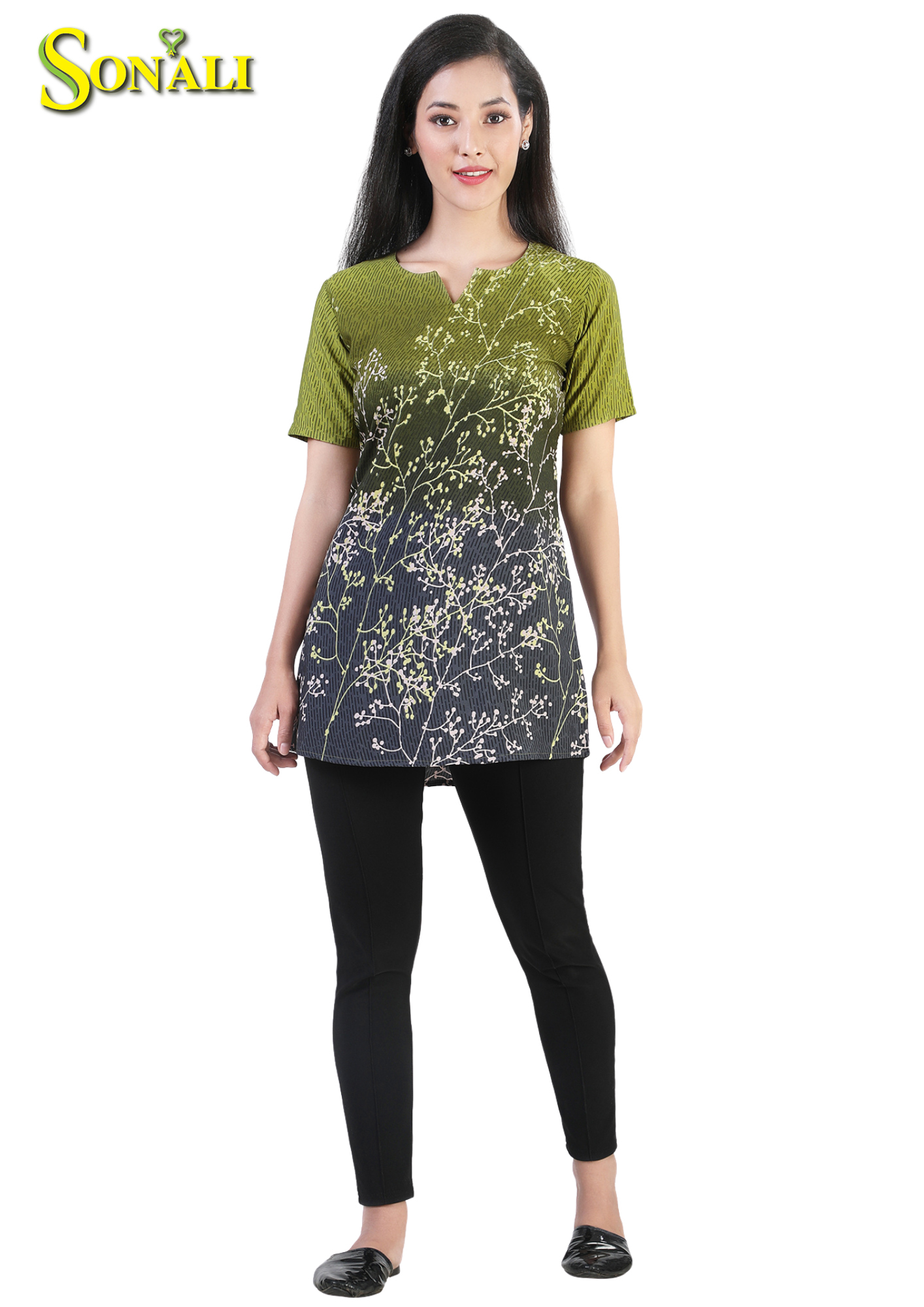 Women Blouse Kurti Green New Design Q1568