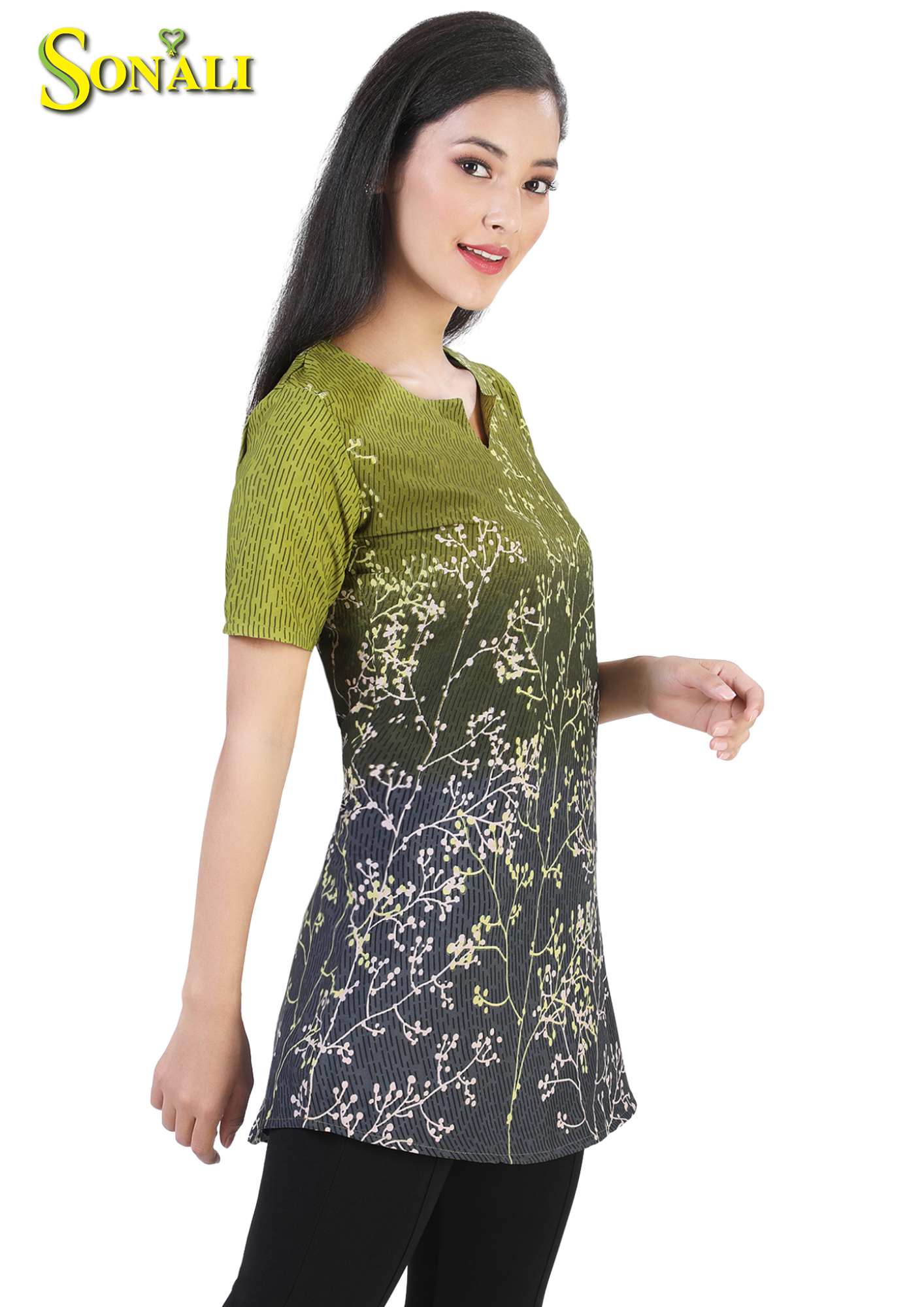 Women Blouse Kurti Green New Design Q1568