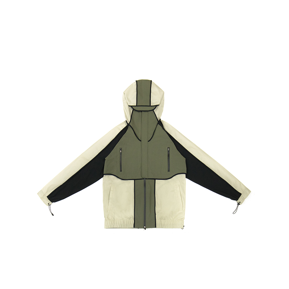 撞色彈性外套 - 松綠