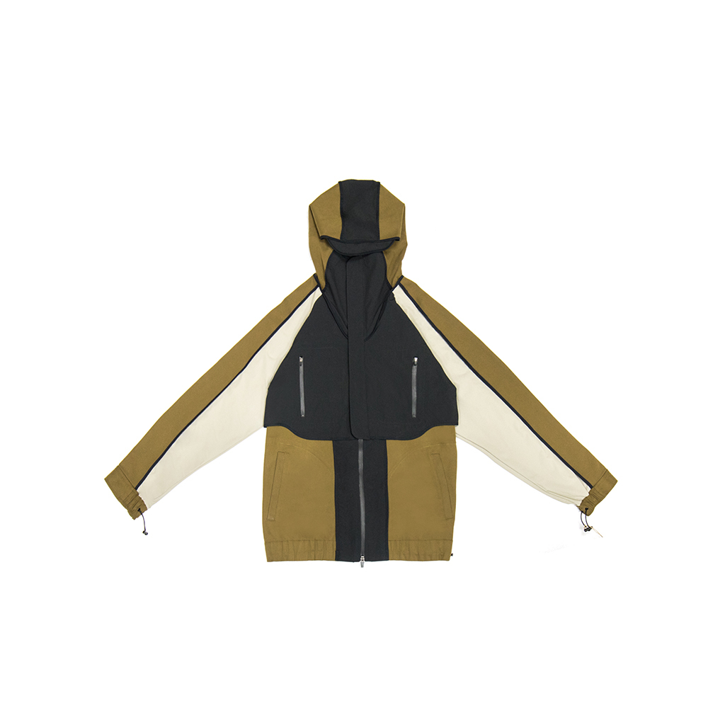 撞色彈性外套 - 橄欖綠