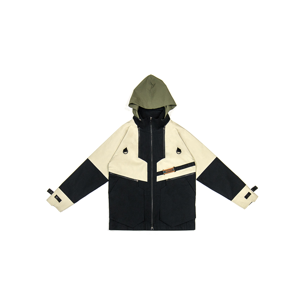 多功能拼接夾克 - 砂