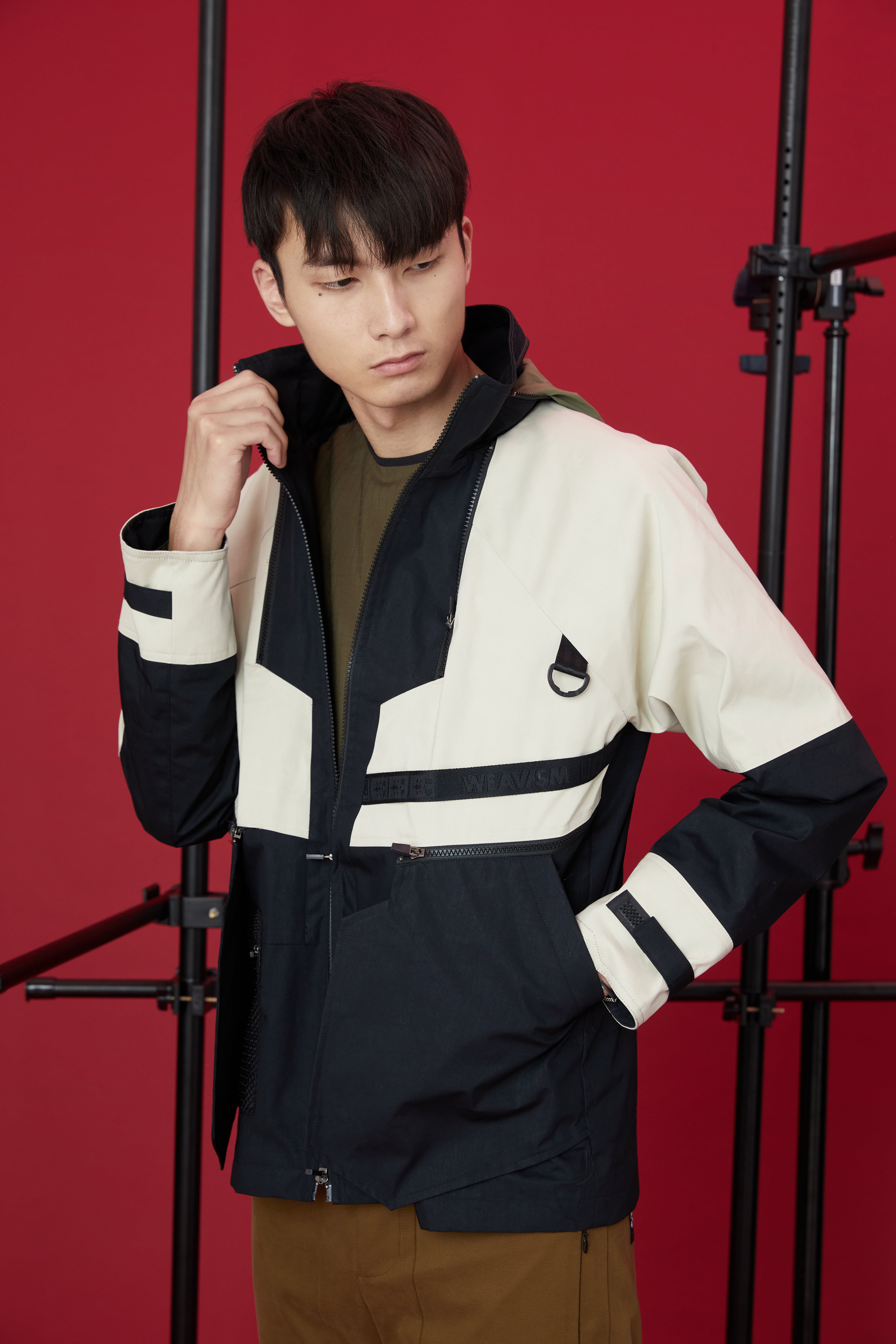 多功能拼接夾克 - 砂