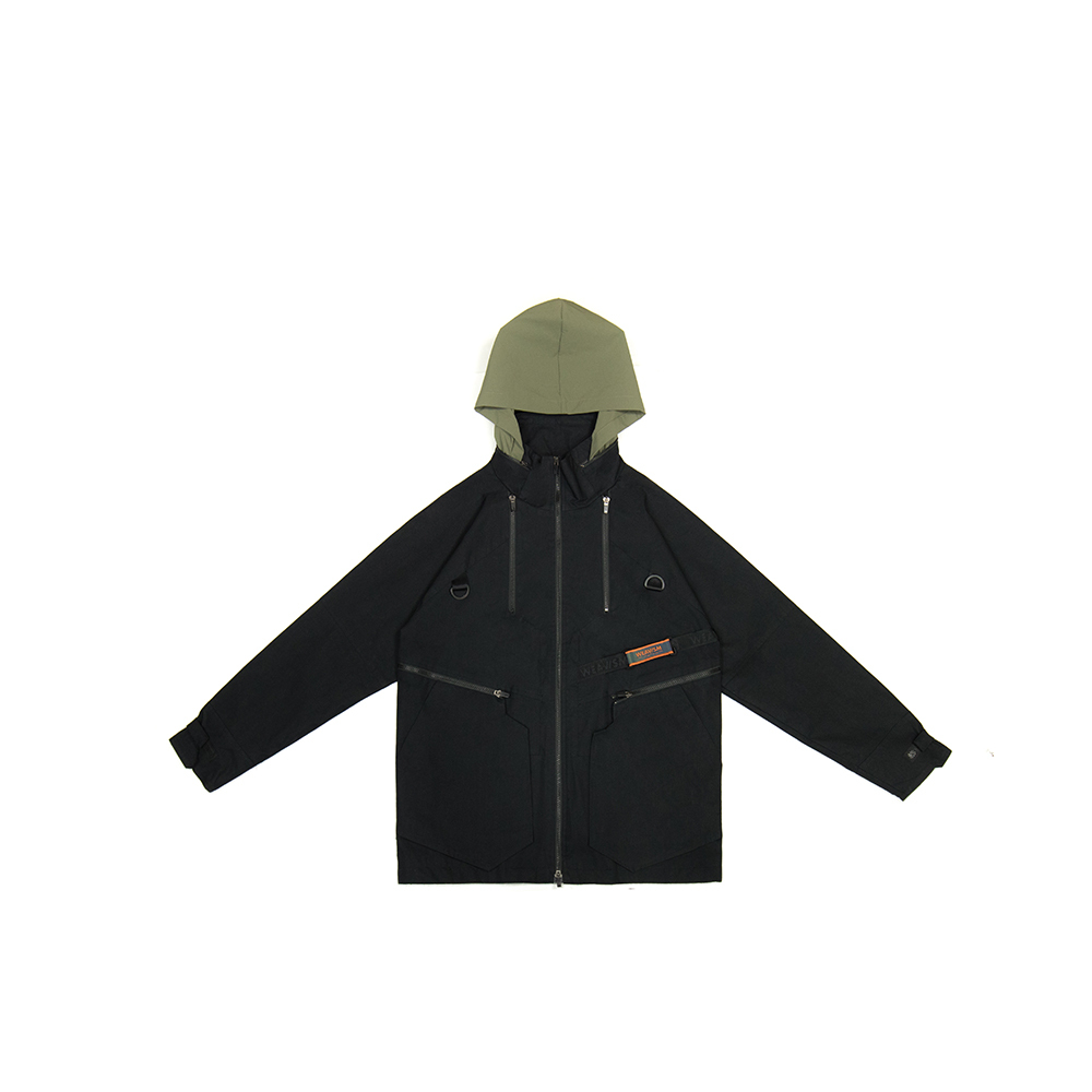 多功能拼接夾克 - 黑