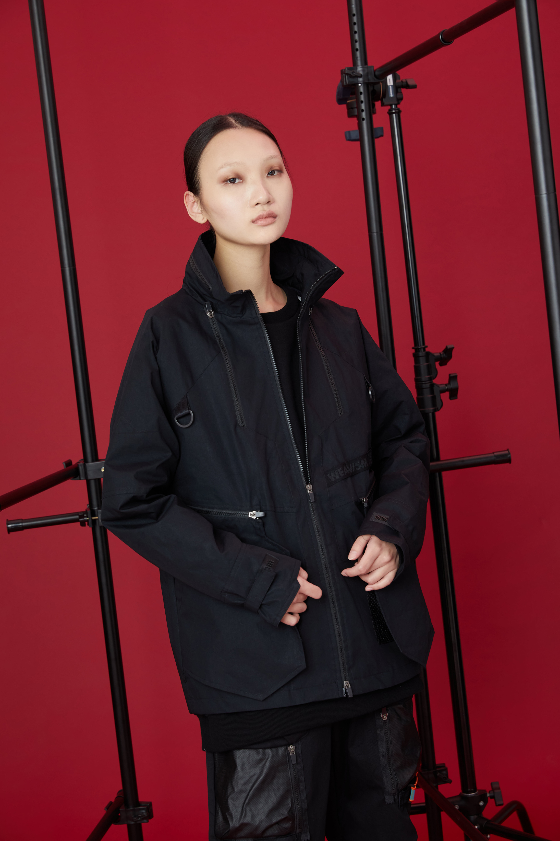 多功能拼接夾克 - 黑