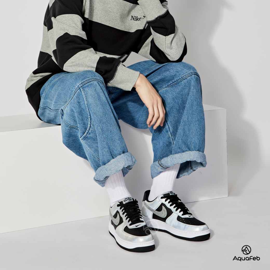 Nike Air Force 1 'Silver Snake' 男女 銀黑 3M 反光 蛇紋 休閒鞋 DJ6033-001