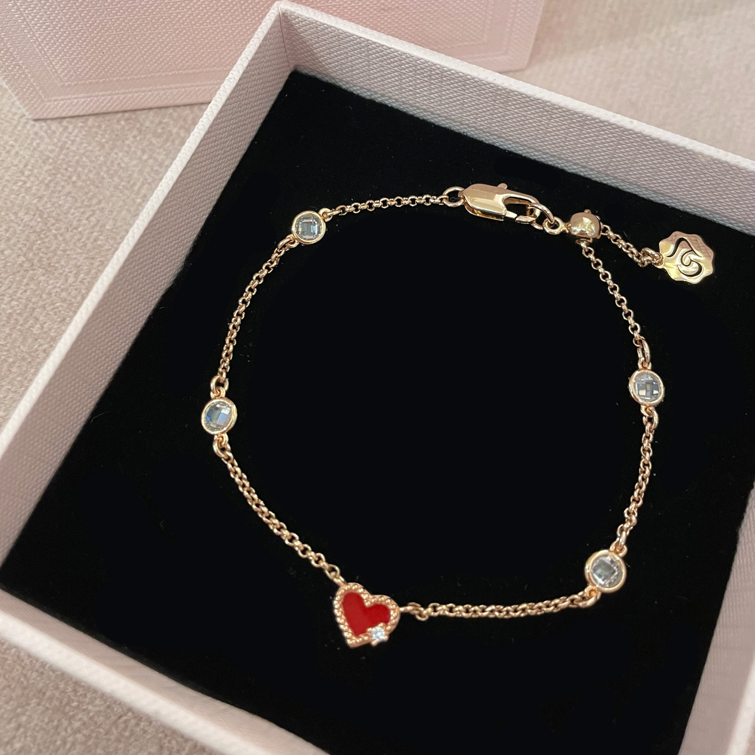 Heart Shaped Crystal Bracelet (Rose Gold)